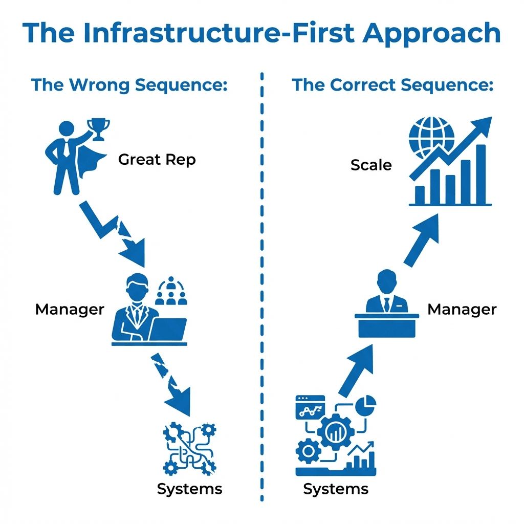 The correct sequence: Infrastructure first, then manager